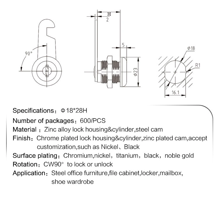 Factory Supply Spherical Cam Lock File Cabinet Locker Lock